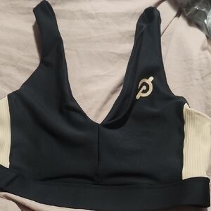 Peloton Black and Cream Athletic Sports Bra